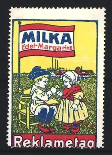 Reklamemarke Milka, Margarine, Kinder im Feld