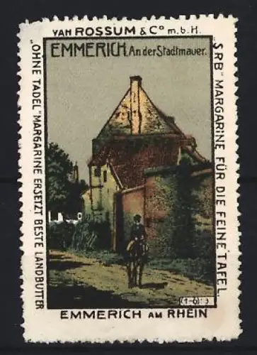 Reklamemarke Emmerich am Rhein, Van Rossum & Co. Margarine, An der Stadtmauer