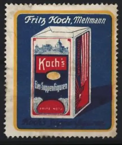 Reklamemarke Mettmann, Fritz Koch`s Eier-Suppenfiguren, Verpackung
