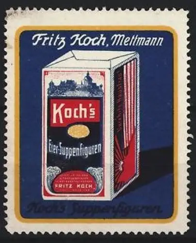 Reklamemarke Mettmann, Koch`s Eiersuppenfiguren, Verpackung
