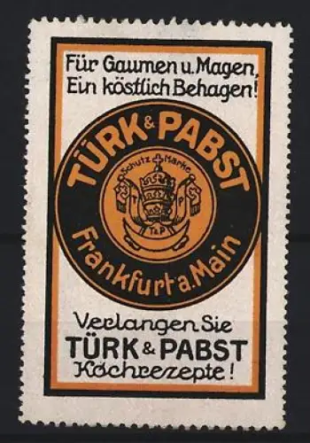 Reklamemarke Frankfurt am Main, Türk & Pabst, Wappen mit Krone