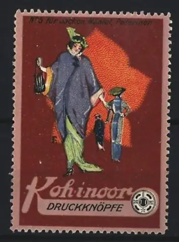 Reklamemarke Koh-i-noor Druckknöpfe, Elegante Damenmode