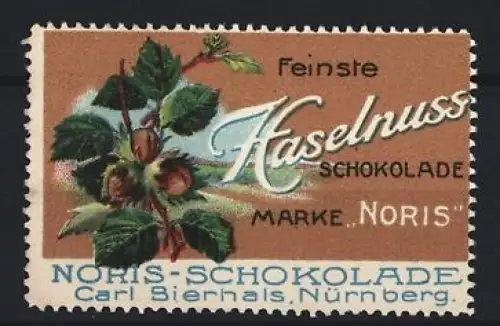 Reklamemarke Nürnberg, Carl Bierhals, Haselnuss-Schokolade, Haselnusszweig