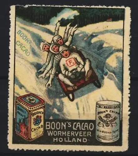Reklamemarke Wormerveer, Boon`s Cacao, Bobschlittenfahrer