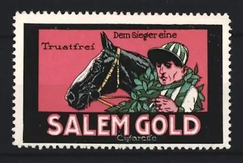 Reklamemarke Salem Gold Cigarette, Sieger mit Pferd