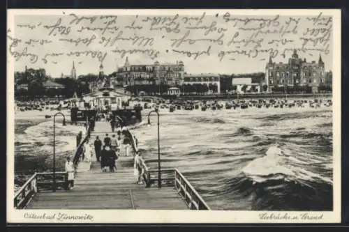 AK Zinnowitz, Seebrücke, Strand