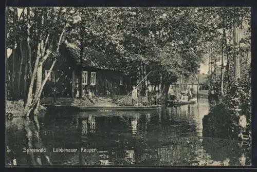 AK Lübben /Spreewald, Lübbenauer Kaupen, Kahnfahrt