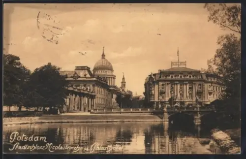 AK Potsdam, Stadtschloss, Nikolaikirche, Palasthotel