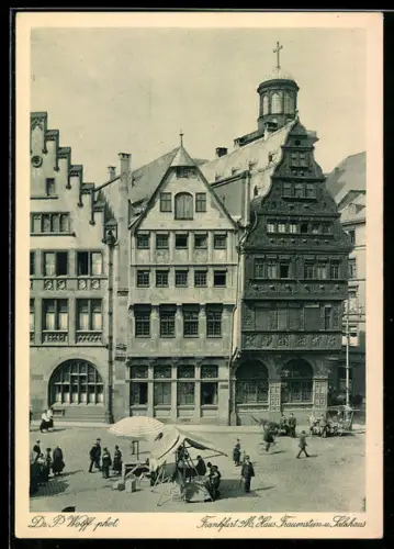 AK Alt-Frankfurt, Strassenpartie mit Haus Frauenstein und Salzhaus