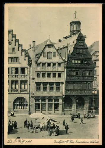 AK Alt-Frankfurt, Strassenpartie mit Haus Frauenstein und Salzhaus