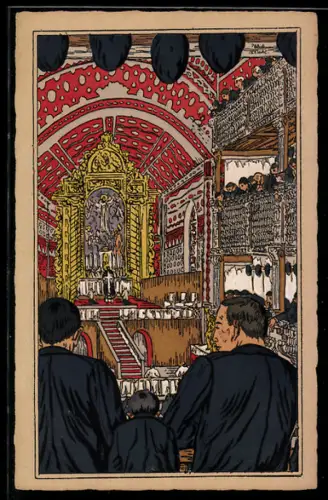 Künstler-AK sign. Pablo Tillac: Basques à l`Église