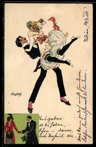 Künstler-AK sign. Martiny: Elegantes Paar beim Tanz
