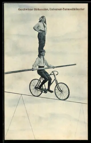 AK Geschwister Birkeneder, Universal-Turmseilkünstler, Radsport-Akrobaten