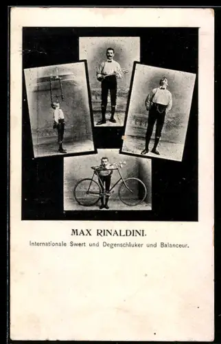 AK Max Rinaldini, Internationale Swert und Degenschluker und Balanceur, Radsport-Akrobat