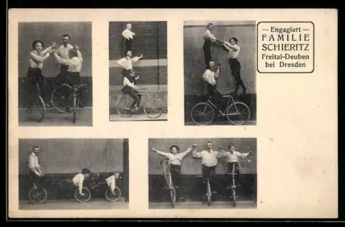 AK Deuben-Freital bei Dresden, Familie Schieitz, Radsport-Akrobaten