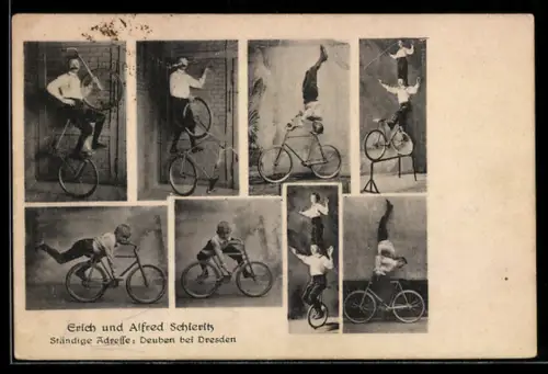 AK Deuben bei Dresden, Erich und Alfred Schieritz, Radsport-Akrobaten