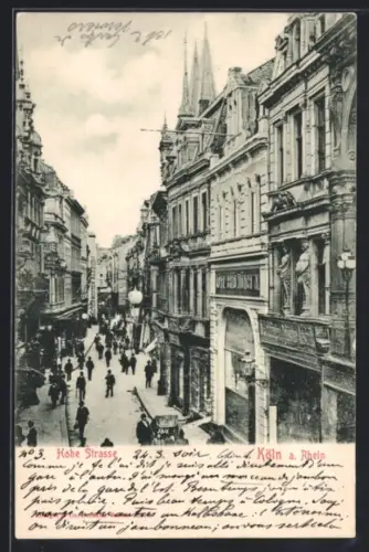 AK Köln a. Rhein, Hohe Strasse mit Blick auf Dom aus der Vogelschau