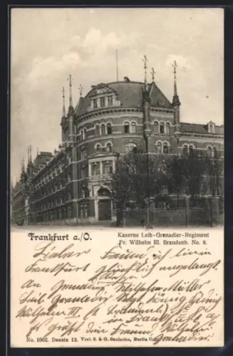 AK Frankfurt a. /O., Kaserne Leib-Grenadier-Regiment Fr. Wilhelm III. Brandenburg No. 8