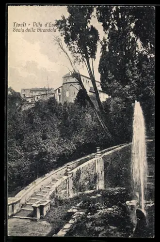 AK Tivoli, Villa d`Este, Scala della Girandola con fontana e giardino lussureggiante