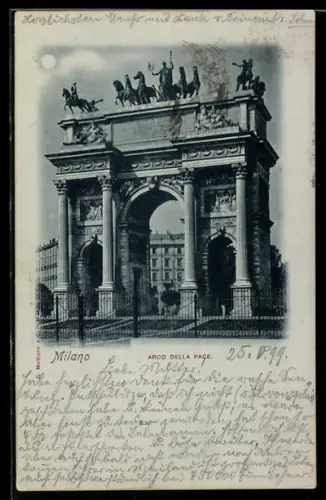 Mondschein-AK Milano, Arco della Pace