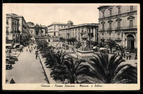 AK Catania, Piazza Stesicoro, Monumento a Bellini