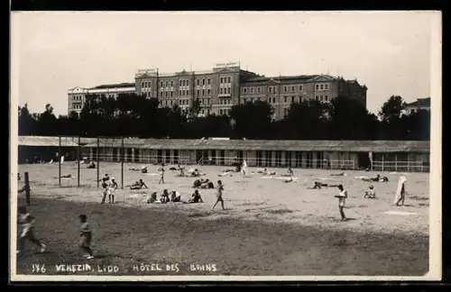 AK Venezia, Lido, Hôtel des Bains e bagnanti sulla spiaggia