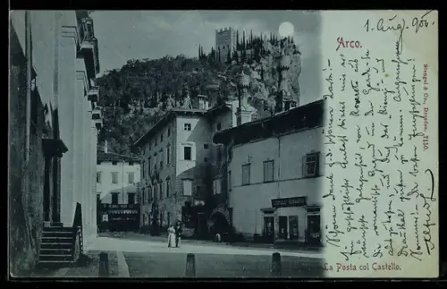 Mondschein-AK Arco, La Posta col Castello