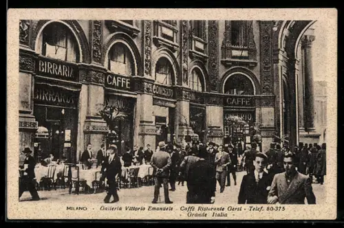 AK Milano, Galleria Vittorio Emanuele, Caffè Ristorante Grande Italia Gersi