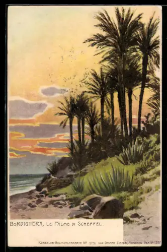 Künstler-AK Bordighera, Le Palme di Scheffel