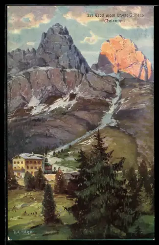 Künstler-AK Cortina, Le Croci verso Monte Cristallo (Dolomiti)