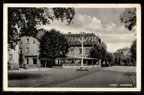 AK Lehnin, Strassenpartie am Marktplatz mit Cafe