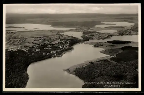 AK Lychen, Fliegeraufnahme mit Seenplatte