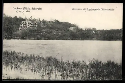 AK Buckow, Griepensee mit Erholungsheim Wilhelmshöhe