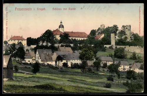 AK Frauenstein / Erzgeb., Schloss mit Ruine