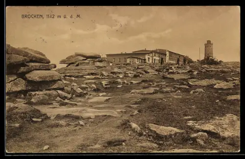 AK Brocken, Brockenhotel mit Aussichtsturm