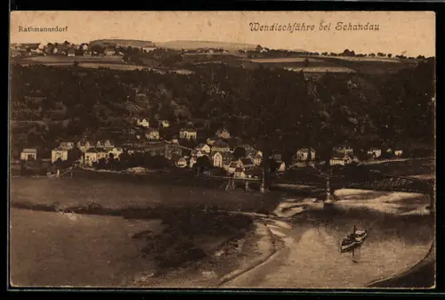 AK Schandau, Wendischfähre, Im Hintergrund Rathmannsdorf