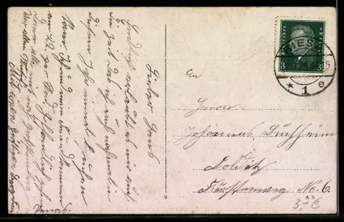 AK Riesa, Elbbrücke mit Strassenpartie