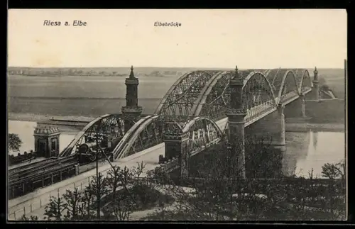 AK Riesa a. Elbe, Elbebrücke