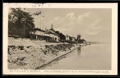 AK Eltville a. Rhein, Hotel Haus Englerth mit Rheinpromenade