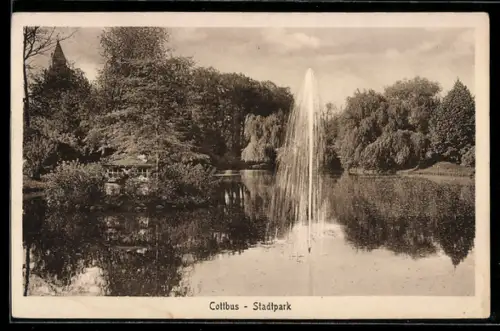 AK Cottbus, Stadtpark mit Fontäne