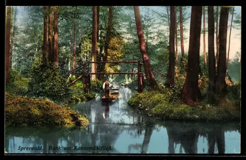 AK Neu-Zauche /Spreewald, Bank am Kannomühlfliess