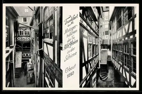 AK Alt-Frankfurt, Metzgerhöfchen der Fa. Alb. Heim in der Schirne