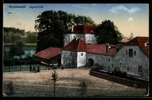 AK Berlin-Grunewald, Partie am Jagdschloss