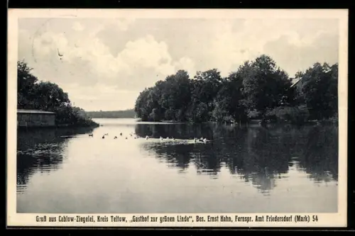 AK Cablow-Ziegelei /Kreis Teltow, Gasthof zur grünen Linde Ernst Hahn