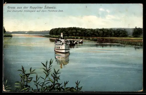 AK Molchow, Dampfer Hildegard auf dem Molchow-See