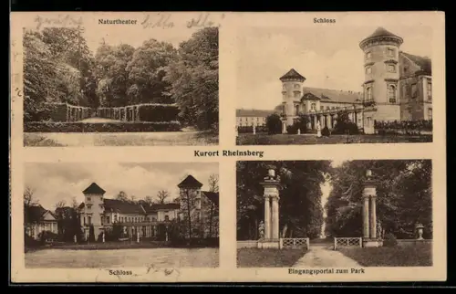 AK Rheinsberg, Schloss, Naturtheater, Eingangsportal zum Park