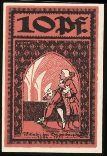 Notgeld Merseburg 1921, 10 Pf, Wilhelm der Geigenherzog