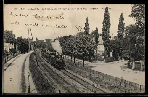 AK Le Vesinet, L`Avenue du Chemin-de-Fer et la Rue Pasteur