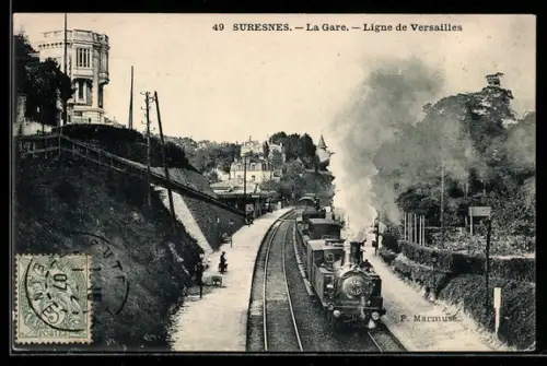 AK Suresnes, La Gare, Ligne de Versailles