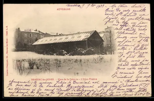 AK Brassac-les-Mines /Auvergne, Place de la Coharde, L`Eden-Théâtre